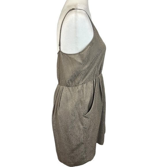 Broadway & Bloom Silk Hammered Summer Blouson Waist Mini Dress With Pockets - Picture 2 of 7